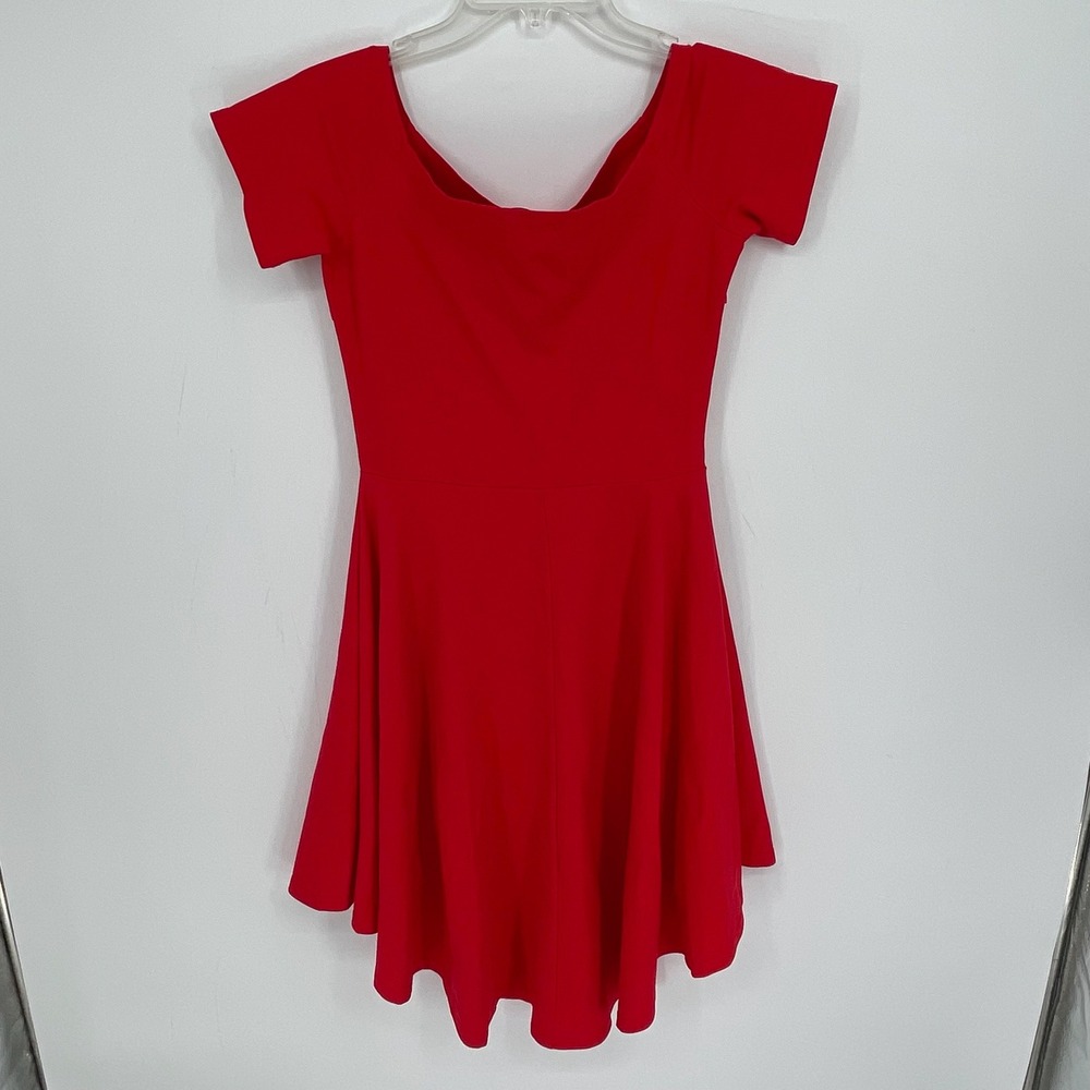 Sarin Mathews Women's‎ Red High Low Off Shoulder Skater Dress Size Small - Picture 3 of 6
